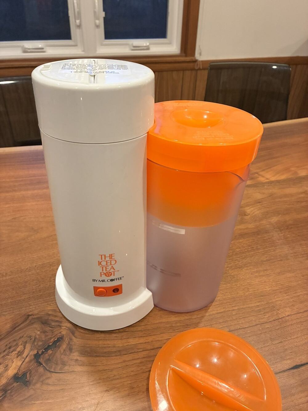 Mr. Coffee Iced Tea Maker Model TM1 2 Quart Orange Pitcher New - Open